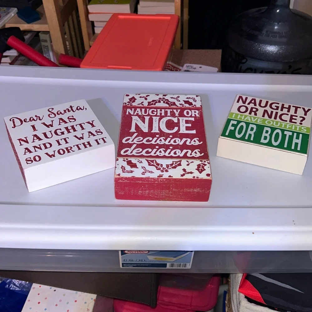 🎄Naughty or Nice wooden Holiday decor
